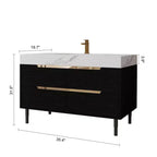Meuble-lavabo de salle de bain moderne avec lavabo encastré, comptoir en pierre frittée, bois massif multicouche imperméable, meuble de rangement à 4 tiroirs Noir+Blanc