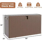 Bac de rangement en plastique motif rotin 99 gallons Marron | Garage, Entrepôt, Patio, Articles surdimensionnés