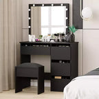 Acekool Vanity Bench with Soft Padded Cushion, Elegant Makeup Stool, Sturdy Seat for Bedroom, Dressing Room, Versatile Accent Chair, Black