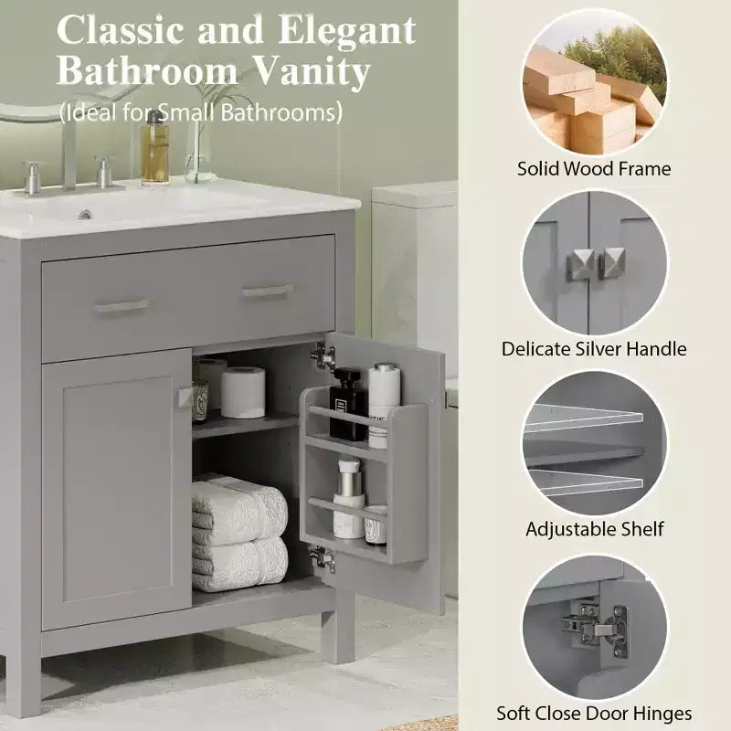 Meuble-lavabo de 60 po avec deux éviers, portes et tiroir à fermeture douce