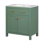 Meuble-lavabo de 60 po avec deux éviers, portes et tiroir à fermeture douce