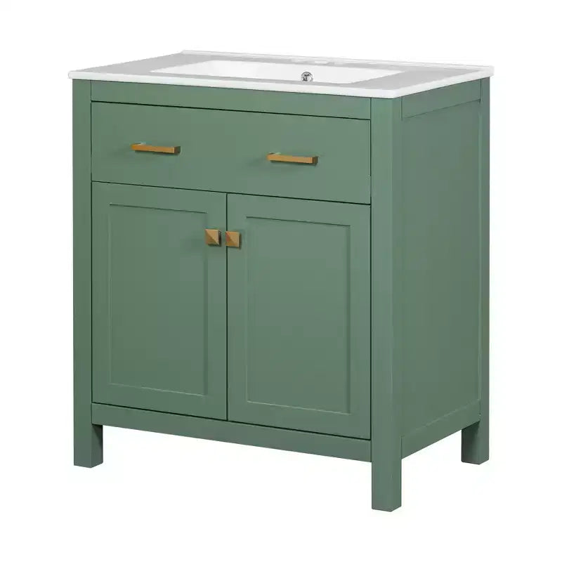 Meuble-lavabo de 60 po avec deux éviers, portes et tiroir à fermeture douce