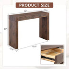 Console élégante avec placage texture grain de bois et 2 tiroirs, table de canapé style ferme pour salon et couloir