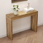 Console élégante avec placage texture grain de bois et 2 tiroirs, table de canapé style ferme pour salon et couloir