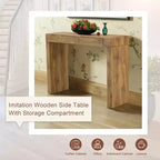 Console élégante avec placage texture grain de bois et 2 tiroirs, table de canapé style ferme pour salon et couloir