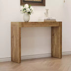 Okak Elegant Wood Grain Texture Veneer Console Table with 2 Drawers,Farmhouse Sofa Table Bar Table for Living Room,Hallway