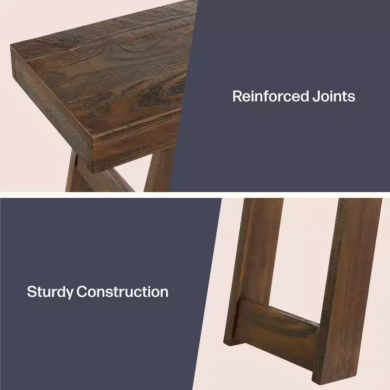 Console en bois massif de 36 pouces - Petite table d'entrée de style ferme moderne