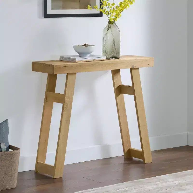 Console en bois massif de 36 pouces - Petite table d'entrée de style ferme moderne