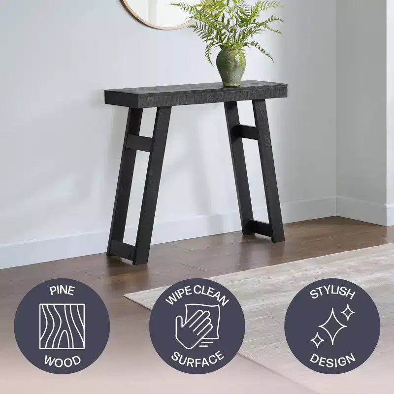 Console en bois massif de 36 pouces - Petite table d'entrée de style ferme moderne