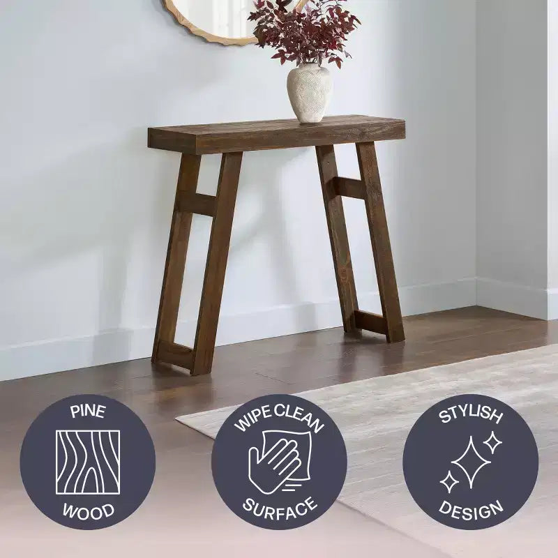Console en bois massif de 36 pouces - Petite table d'entrée de style ferme moderne
