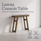 Console en bois massif de 36 pouces - Petite table d'entrée de style ferme moderne