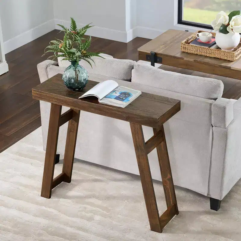 Console en bois massif de 36 pouces - Petite table d'entrée de style ferme moderne