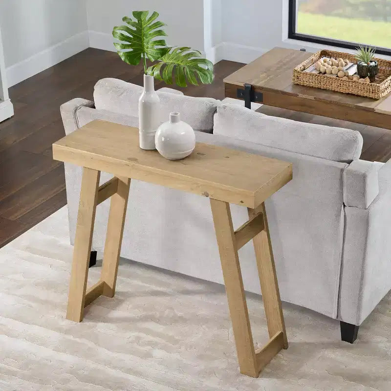Console en bois massif de 36 pouces - Petite table d'entrée de style ferme moderne