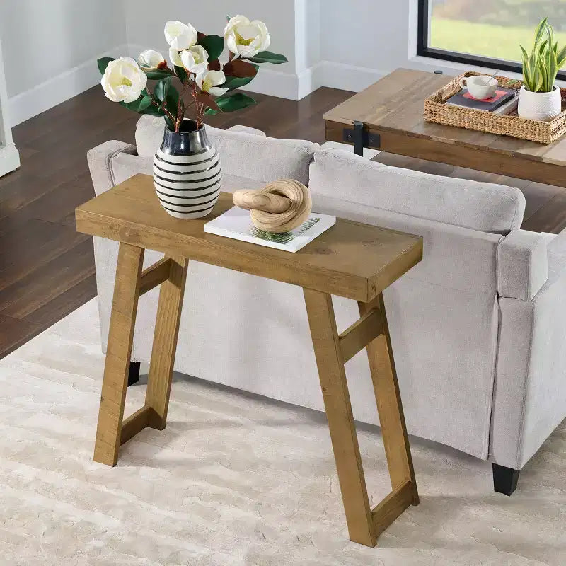 Console en bois massif de 36 pouces - Petite table d'entrée de style ferme moderne