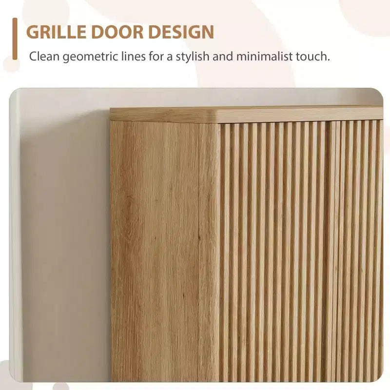 Meuble à chaussures de 80 cm avec porte cannelée, rangement 5 niveaux avec 4 étagères réglables, banc à chaussures rustique pour entrée et couloir