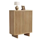 Meuble à chaussures de 80 cm avec porte cannelée, rangement 5 niveaux avec 4 étagères réglables, banc à chaussures rustique pour entrée et couloir