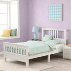 Luxystar Wood Platform Bed with Headboard and Footboard, White