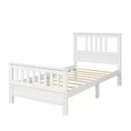Lit plateforme en bois avec tête de lit et pied de lit, blanc