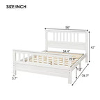 Lit plateforme en bois avec tête de lit et pied de lit, blanc