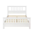 Lit plateforme en bois avec tête de lit et pied de lit, blanc