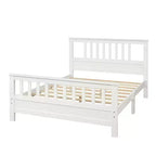 Lit plateforme en bois avec tête de lit et pied de lit, blanc