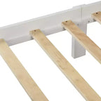 Lit plateforme en bois avec tête de lit et pied de lit, blanc