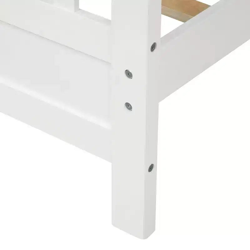 Lit plateforme en bois avec tête de lit et pied de lit, blanc