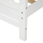 Lit plateforme en bois avec tête de lit et pied de lit, blanc