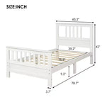Lit plateforme en bois avec tête de lit et pied de lit, blanc