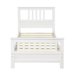 Lit plateforme en bois avec tête de lit et pied de lit, blanc