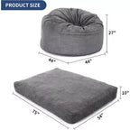 Pouf convertible adulte avec housse en velours côtelé lavable, lit de pouf surdimensionné