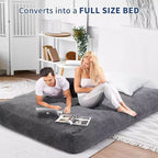 Pouf convertible adulte avec housse en velours côtelé lavable, lit de pouf surdimensionné