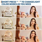 Miroir de maquillage grossissant avec éclairage réglable, rotation à 360°, base et plateau en métal, commandes tactiles