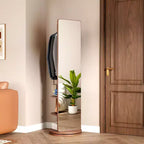 TUYOHW Modern Rotating Full Length Mirror with Functional Hook Coat Rack,Freestanding Floor Mirror for Bedroom,Dressing Room,Walnut