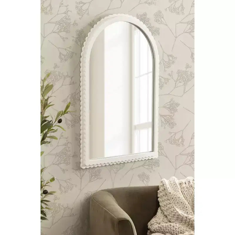 Miroir en bois cintré, blanc, 20x30