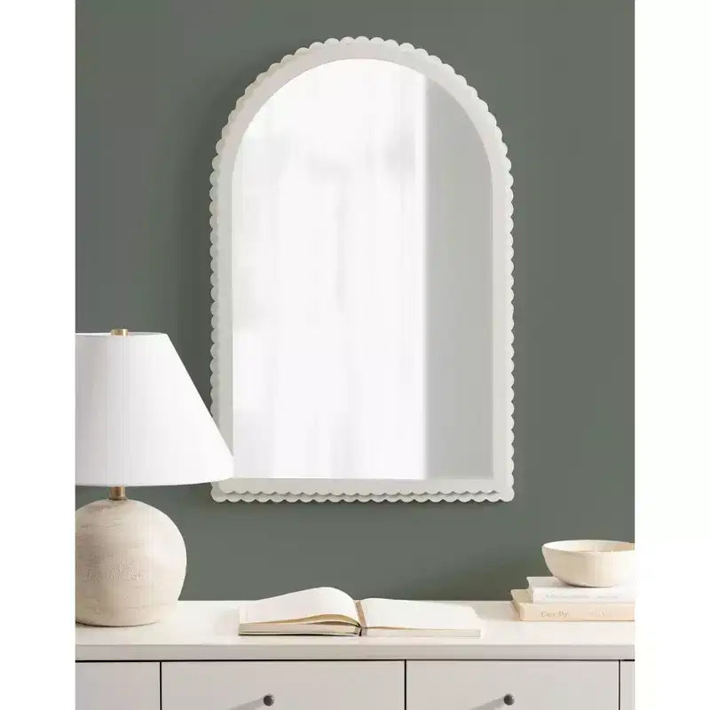 Miroir en bois cintré, blanc, 20x30
