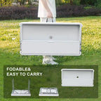 Table pliable rafraîchissante d'extérieur avec étagère de rangement supplémentaire, tables à glace pour fêtes avec drain et jupe assortie, serveur de glacière pour camping, pique-nique