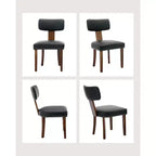 Chaises de salle à manger noires, chaises de cuisine modernes en cuir, chaises d'appoint rembourrées, chaises de salle à manger à dossier incurvé avec cadre en bois dur