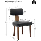 Chaises de salle à manger noires, chaises de cuisine modernes en cuir, chaises d'appoint rembourrées, chaises de salle à manger à dossier incurvé avec cadre en bois dur