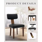 Chaises de salle à manger noires, chaises de cuisine modernes en cuir, chaises d'appoint rembourrées, chaises de salle à manger à dossier incurvé avec cadre en bois dur