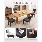 Chaises de salle à manger noires, chaises de cuisine modernes en cuir, chaises d'appoint rembourrées, chaises de salle à manger à dossier incurvé avec cadre en bois dur
