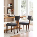 Chaises de salle à manger noires, chaises de cuisine modernes en cuir, chaises d'appoint rembourrées, chaises de salle à manger à dossier incurvé avec cadre en bois dur