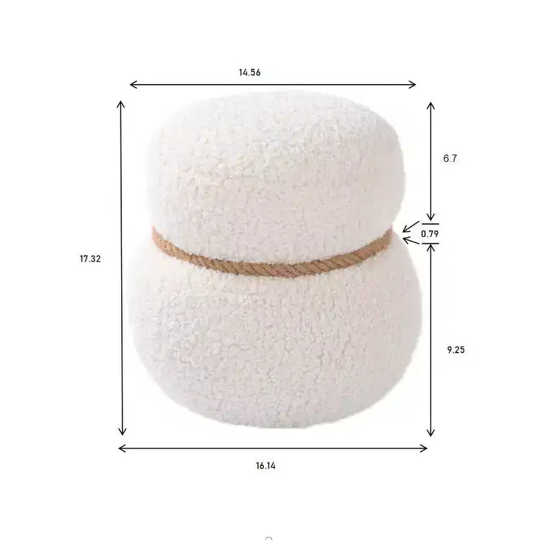 Pouffe bonhomme de neige chic de 17,3", pouf mignon, pouf d'appoint pour le salon, pouf plissé en drap large supportant jusqu'à 150 lb