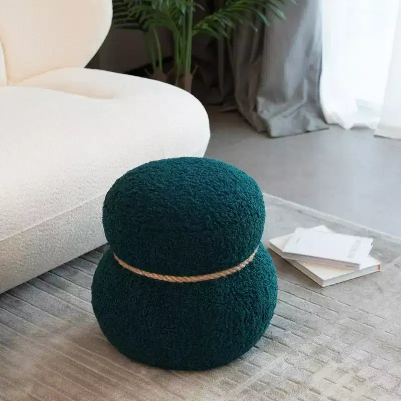 Pouffe bonhomme de neige chic de 17,3", pouf mignon, pouf d'appoint pour le salon, pouf plissé en drap large supportant jusqu'à 150 lb