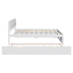Lit plateforme complet avec tiroirs, cadre de lit en bois massif avec tête et pied de lit pour chambre à coucher