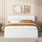 Lit plateforme complet avec tiroirs, cadre de lit en bois massif avec tête et pied de lit pour chambre à coucher