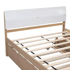 Lit plateforme complet avec tiroirs, cadre de lit en bois massif avec tête et pied de lit pour chambre à coucher