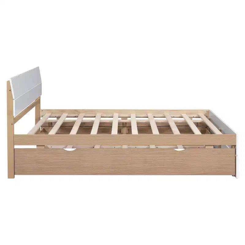 Lit plateforme complet avec tiroirs, cadre de lit en bois massif avec tête et pied de lit pour chambre à coucher