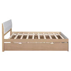 Lit plateforme complet avec tiroirs, cadre de lit en bois massif avec tête et pied de lit pour chambre à coucher