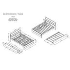 Lit plateforme complet avec tiroirs, cadre de lit en bois massif avec tête et pied de lit pour chambre à coucher